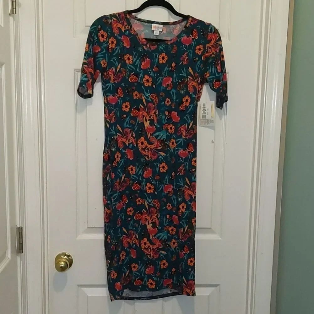 LulaRoe butterfly floral Julia Dress Sz XS NWT